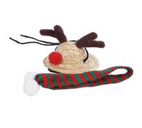 ZJchao Gorro de Papá Noel con Dragón Barbudo, Lindo Estilo de Astas de Alce con Bufanda Navideña Ajustable, para Lagarto, Reptil, Animales Pequeños, Disfraz de Navidad y Halloween (L)