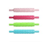 ZJchao Herramienta para Hornear en Relieve, 12 Estilos de Rodillos de Fondant - Herramienta de Rodillo de Plástico Antiadherente en Relieve para Decoración de Pasteles, para Pastel de Dulce de