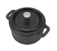 ZJchao Hierro Fundido Holandes Olla de Cocina de Hierro Fundido con Aislamiento de Ergonómico Grueso Tradicional Doble con Tapa - Versátil para Gas, Eléctrica, Horno, Barbacoa (Diámetro 20 CM)