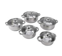 ZJchao Juego de Utensilios de Cocina de Acero Inoxidable, Ollas y Sartenes de 5 Piezas, Ollas de Caldo, Tapas de Vidrio, de 2 Oídos Resistente Al Calor, un Diseño Apilable, Elegante,