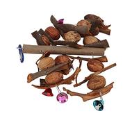 ZJchao Juguetes para Pájaros, Hueso de Sepia para Pájaros, Cuerda para Masticar, Juguete para Morder Nueces de Pájaro, Juguetes con Madera, Corteza y Nuez para Mejorar el Movimiento y