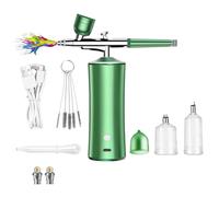 ZJchao Kit de Aerógrafo, Kit de Aerógrafo Inalámbrico Portátil, Juego de Cepillos de Aire que No Obstruyen, Inalámbrico para Barberos, Pintura de Modelos, Arte de Uñas, Maquillaje Artesanal (GREEN)