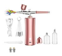 ZJchao Kit de Aerógrafo, Kit de Aerógrafo Inalámbrico Portátil, Juego de Cepillos de Aire que No Obstruyen, Inalámbrico para Barberos, Pintura de Modelos, Arte de Uñas, Maquillaje Artesanal (PINK)
