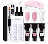 ZJchao Kit Profesional de Gel para Uñas, Resina Premium Orgánica Insípida Segura para Extensión de Uñas con 3 Geles 100 Puntas para Uso en Salón en Casa (11pcs02)
