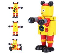 ZJchao Kits de Construcción de Madera para Niños, Kit de Construcción de Robot de Juguete de Madera de Madera, Juguete Astrobot con su Diseño Flexible para Niños y Niñas, Tanto para (Yellow)