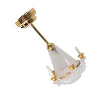 ZJchao Lámpara de Araña para Casa de Muñecas, Mini Lámpara de Techo con Luz Colgante de Cristal con 5 Luces de Vela LED para Casa de Muñecas Accesorios para Casa de Muñecas 1/12 Escala