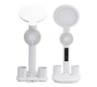 ZJchao Lámpara de Escritorio LED, 2000 MAh Recargable a Través de USB Pantalla Digital Lámpara de Mesa Lámpara de Mesa Plegable Ajustable Lámpara de Escritorio LED con Ventilador Reloj