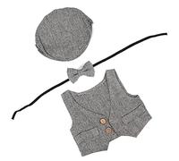 ZJchao Lindo Conjunto de Chaleco para Bebé de 3 Piezas, Traje de Recién Nacido de Algodón Suave para Fotografía, Beige, 0 1 Mes (blanco negro)