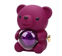 ZJchao Lindo Oso con Flor Preservada, Joyero Giratorio con Compartimento Oculto, Regalo Romántico para Mujeres, Esposa, Novia, Aniversario, Cumpleaños (Purple)