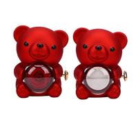 ZJchao Lindo Oso con Flor Preservada, Joyero Giratorio con Compartimento Oculto, Regalo Romántico para Mujeres, Esposa, Novia, Aniversario, Cumpleaños (Rojo)