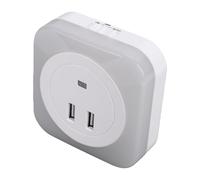 ZJchao Luz Nocturna Enchufable en la Pared con 2 Puertos USB Sensor Automático de Anochecer a Amanecer LED para Dormitorio Baño Pasillo (Enchufe de la UE)
