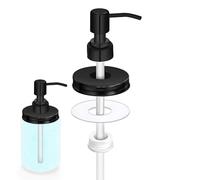 ZJchao Mason Jar Dispensador de Tapa de Bomba de Repuesto de Acero Inoxidable y Juego de Cubierta para Frascos de Vidrio de 2,56 Pulgadas con Tapa de Sellado para champú de café c (BLACK)