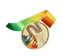 ZJchao Medalla de Participación Deportiva con Cinta Colorida, Premio Al Ganador de Aleación de Zinc por Actividades de Campamento de Verano, Trofeo de Competición Final (Gold)