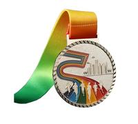 ZJchao Medalla de Participación Deportiva con Cinta Colorida, Premio Al Ganador de Aleación de Zinc por Actividades de Campamento de Verano, Trofeo de Competición Final (Silver)