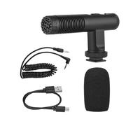 ZJchao Micrófono Pequeño, de Captación de Sonido del Lado Medio con Modo de Captación a 90° o 120°, Micrófono Portátil Recargable y con Parabrisas, Pequeño para Cámara DSLR y Videocámara