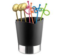 ZJchao Organizador de Cubiertos de Acero Inoxidable, Caja de Almacenamiento, Soporte para Cuchara y Tenedor con Alta Capacidad para Cafetería, Restaurante, Oficina y Hogar (BLACK)