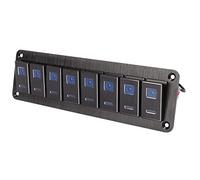 ZJchao Panel de Interruptor de Palanca de Aluminio para Vehículos Recreativos de 8 Bandas, 12 V, 24 V, con Indicador LED Azul para Automóviles, Yates y Más