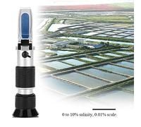 ZJchao Refractómetro Acuario de Agua Salada, Probador de Salinidad ATC Digital 0-10% de óptica de Acuario Refractómetro Kit de Prueba de Agua Salada con de Goma para Maricultura, Cultivo de