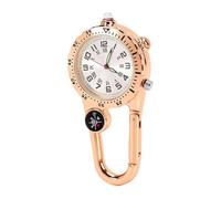 ZJchao Reloj con Mosquetón, Brújula, Clip, Resistente Al Agua y a los Golpes, Esfera Luminosa, Reloj de Bolsillo de Acero Inoxidable para Senderismo, Camping y Aventuras Al Aire l (Oro Rosa)