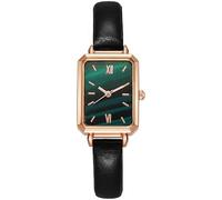 ZJchao Reloj Vintage, Pequeño y Elegante Reloj de Pulsera Rectangular Retro de Acero Inoxidable para Mujer, con Movimiento de Cuarzo y Correa de Aleación (Green)
