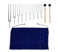 ZJchao Set de 9 Diapasones de Aluminio con Base de Madera para Terapia de Sonido y Sanación Frecuencias Solfeggio (174Hz-852Hz) - Equilibrio Energético, Relajación Profunda y Bienestar Holístico