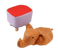 ZJchao Taburete de Pie, Reposapiés Encantadores Fisones de Animales de Dibujos Animados Otomano Reposapiés de Topeador para la Sala de Juegos de la Sala de Juegos de la de, 11.8x9.8x9.4in (Orange)