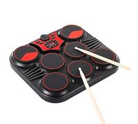 ZJchao Tambor, Batería Electrónica Tabletop Tambor Electrónica USB 7 Almohadillas de Portátil con Altavoces Incorporados Kit de Batería con 2 Baquetas Pedales Pie para Principiantes