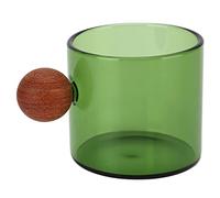 ZJchao Taza de café de Vidrio Transparente Resistente Al Calor con de Bola de Madera para Uso en Oficina, Bar y Fiesta (GREEN)