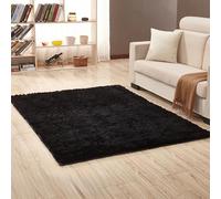 ZJEQZH Alfombras de Habitacion, Alfombra Pelo Largo, Alfombras de áRea, Alfombra Grande, Alfombra Pie de Cama, Alfombra Salon Pelo Corto para Salón, Dormitorio, Mesita de Noche, Sofá(Black,60x120 cm)