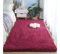 ZJEQZH Alfombras De Habitación Suaves y Mullidas, Pie De Cama Lavable Antideslizante De Pelo, para Dormitorio Matrimonio/Infantil/Juvenil y Salón(Wine Red,50x80 cm)