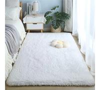 ZJEQZH Alfombras De Habitación Suaves y Mullidas, Pie De Cama Lavable Antideslizante De Pelo, para Dormitorio Matrimonio/Infantil/Juvenil y Salón(White,60x120 cm)
