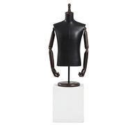 ZJFHEYUO Adjustable Male Manikin Men's Suits Coats Shirt Forms Premium Retail Clothing Shops Desk Model with Metal Stand Home Decor Stores Model,Black-Without Arms