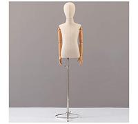 ZJFHEYUO Child Mannequins Torso Plastic Body with Wooden Arm Dress Form Metal Tripod Stand Height Adjustable Kids Clothing Display,Silver-XL