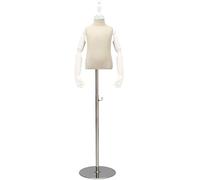 ZJFHEYUO Display Mannequin Child Torso Body Dummy Dress Form Child Clothing Display Model Stand with Arm Iron Base Stable 4 Styles,Silver-B