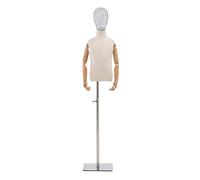 ZJFHEYUO Dress Form Sewing Mannequin Torso Childs Dress Form 2-8 Years Old Kids Half Body Mannequin Torso with Metal Head and Wooden Arm Apply to Clothing Jewelry,One Color-8 Year