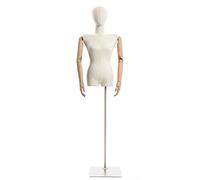 ZJFHEYUO Female Tailors Dummy Plus Size Female Mannequin Torso for Sewing Clothes & Making Garments - Women Manikin with Flat Shoulder & Arms, Black/White,A,Mannequin+Head