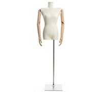 ZJFHEYUO Female Tailors Dummy Plus Size Female Mannequin Torso for Sewing Clothes & Making Garments - Women Manikin with Flat Shoulder & Arms, Black/White,B,Mannequin+Head