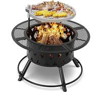 ZJFHEYUO Fogata para jardín, Patio Exterior, Barbacoa, fogata de leña, fogata de Metal, Estufa Cuadrada para Patio Trasero, fogata Exterior con Parrilla para cocinar, Parrilla par