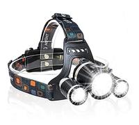 ZJFHEYUO Linterna Frontal LED Recargable, 6000 lúmenes, 4 Modos, 3XM-L T6 LED, Ligera, Impermeable, para Senderismo, Ciclismo, Pesca, Caza y Escalada.