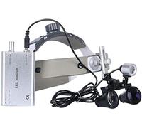 ZJFHEYUO Lupa Dental con luz LED para inspección de implantes de conductos radiculares orales, Gafas de Aumento de 3,5X y 2,5X, telescopio quirúrgico Dental con Cabezal de Cuero