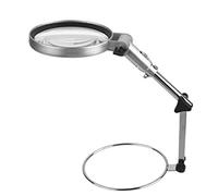 ZJFHEYUO Lupa Multifuncional con LED 2.5X con Soporte, Brazo de sujeción, Manos Libres, lámpara de Mesa de Cristal con Clip para Lectura y Pasatiempos.