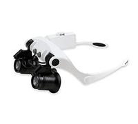 ZJFHEYUO Lupas dentales, lupas de Cabeza con Lentes reemplazables, Gafas de Doble Ojo, lupas con luz LED para reparación de Relojes y joyeros.