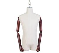 ZJFHEYUO Mannequin Body Torso Male, Hanging Clothing Display Dummy Maniquins Body with Wooden Arm, Half Scale Shop Window Hook Up Model, 150cm Wire Rope, 3 Colors