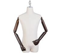 ZJFHEYUO Mannequin Body Torso Male, Hanging Clothing Display Dummy Maniquins Body with Wooden Arm, Half Scale Shop Window Hook Up Model, 150cm Wire Rope, 3 Colors