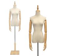 ZJFHEYUO Mannequin for Shows or Other Areas Beige Upgraded Jewelry Display Clothing Forms with Metal Stand Home Decor/Stores Dress Model,with Arms