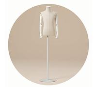ZJFHEYUO Mannequins Child Torso Body Children's Clothing Model Props Shop Window Display Stand Solid Wood Arm White Iron Art Base 4,