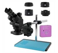 ZJFHEYUO Microscopio de observación 2K 4K 48MP 51MP HDMI USB 3.5-90X Zoom Trinocular Cámara de microscopio estéreo para Soldadura PCB, evaluación de Joyas y Tallado