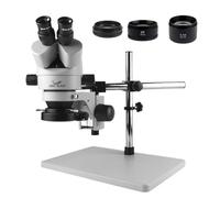 ZJFHEYUO Microscopio trinocular estéreo con Zoom Continuo de 7X a 45X, Lente Barlow para teléfonos, Laboratorios, PCB, Relojes, Joyas, reparación y Soldadura