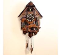 ZJFHEYUO Reloj de Pared de Cuco con Modo Nocturno Reloj de péndulo con pájaro Cuco Que Canta a la Hora Voces de pájaros Cuco Llaman a la Pareja a Bailar al Ritmo de la música, D
