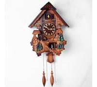 ZJFHEYUO Reloj de Pared de Cuco con Modo Nocturno Reloj de péndulo con pájaro Cuco Que Canta a la Hora Voces de pájaros Cuco Llaman a la Pareja a Bailar al Ritmo de la música, D
